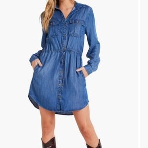 Bella Dahl Casual Chambray Shirt Dress Size S